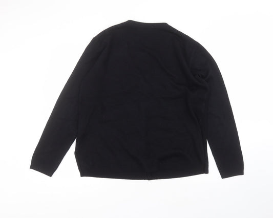 E&D Womens Black V-Neck Acrylic Cardigan Jumper Size M
