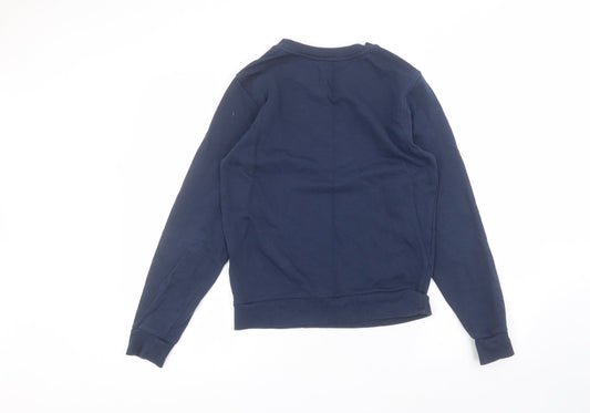 Marks and Spencer Womens Blue Round Neck Cotton Pullover Jumper Size XS