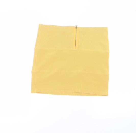 Papaya Womens Yellow Polyester Mini Skirt Size 12