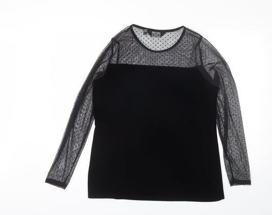 Dorothy Perkins Womens Black Polyester Basic Blouse Size 12 Round Neck