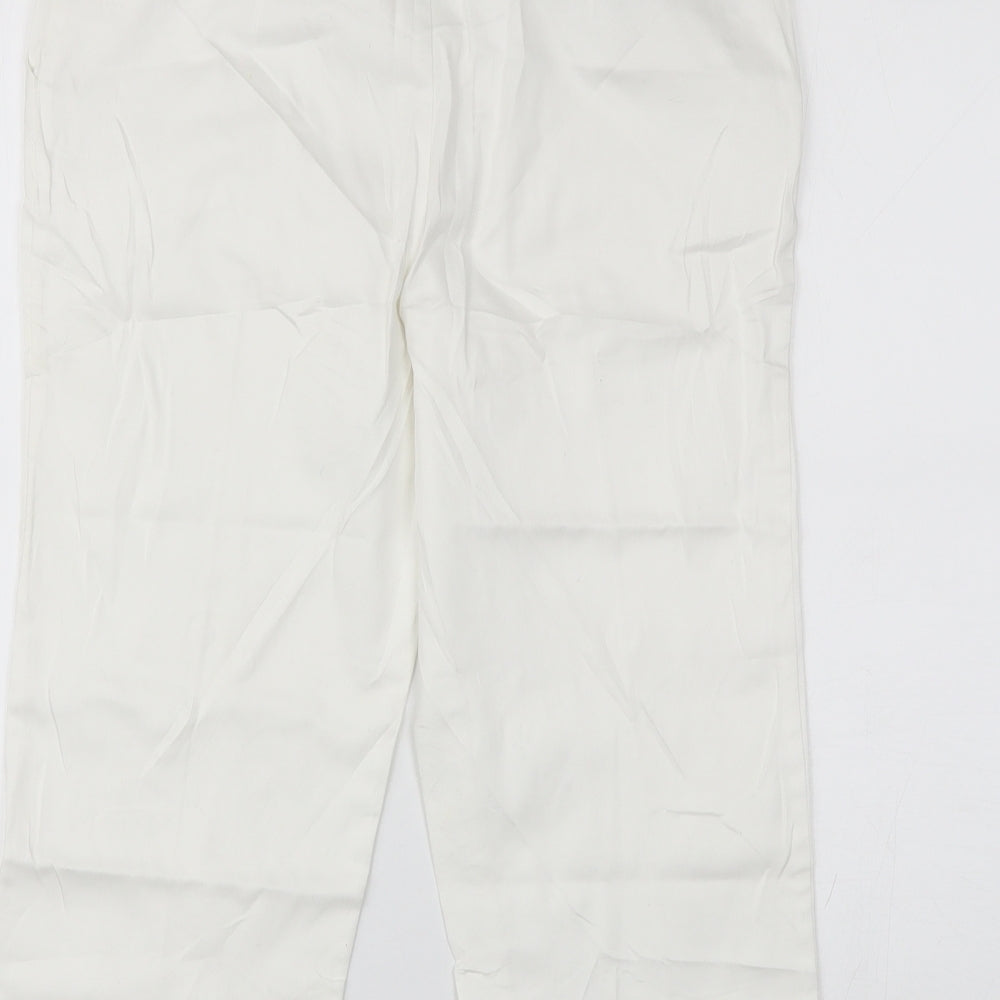 Papaya Womens White Cotton Chino Trousers Size 10 L20 in Regular