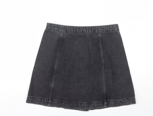 Topshop Womens Black Cotton Mini Skirt Size 28 in