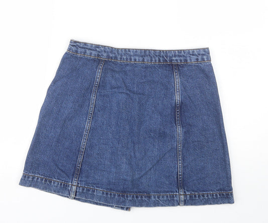 Topshop Womens Blue Cotton Mini Skirt Size 28 in