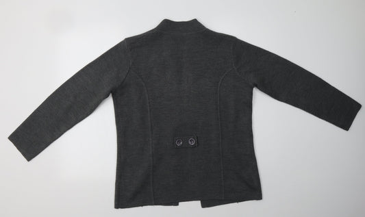 Tigi Womens Grey V-Neck Acrylic Cardigan Jumper Size 12