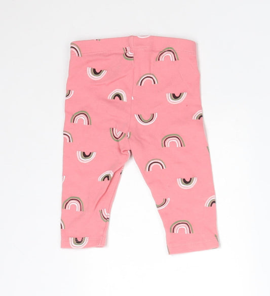 PEKKLE Girls Pink Cotton Leggings Size 6-9 Months - RAINBOWS