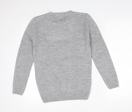 Sonic Mens Grey Acrylic Pullover Sweatshirt Size S