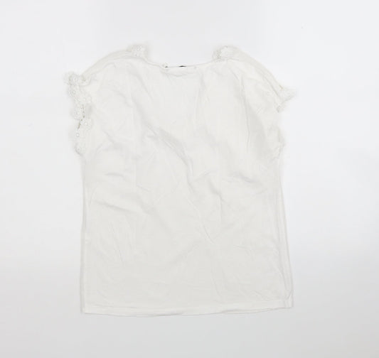 NAfNaf Womens White Basic Blouse Size XS V-Neck