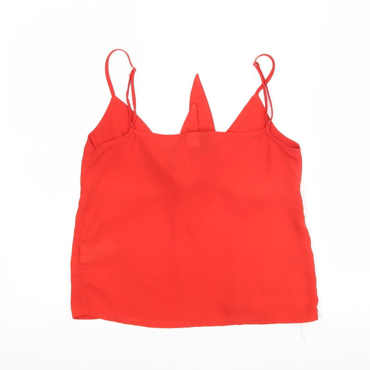 H&M Womens Red Polyester Basic Tank Size 6 V-Neck