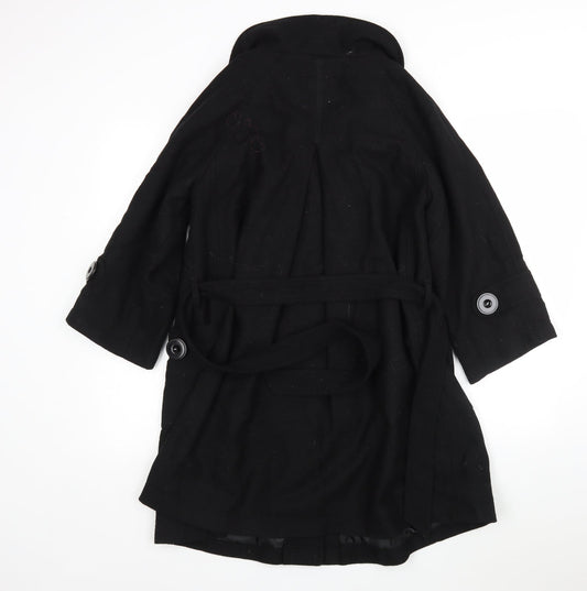 New Look Womens Black Overcoat Coat Size 12