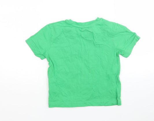 Slazanger Boys Green Cotton Basic T-Shirt Size 3-4 Years Round Neck