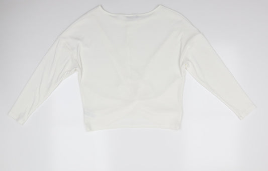Florence and Fred Womens Ivory Round Neck Polyester Pullover Jumper Size 12 - Twisted Hem Detail