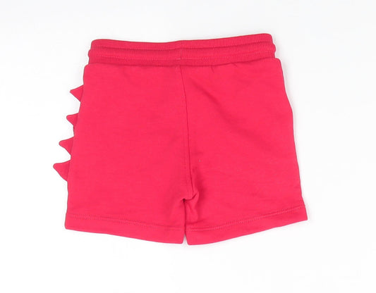 Matalan Boys Red Cotton Sweatpants Trousers Size 9-12 Months - Dinasour Fin like seam