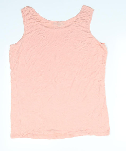 Studio Womens Orange Viscose Basic Tank Size 20 Round Neck - Peach in Colour