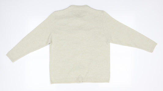 GAZE Womens Beige Round Neck Cardigan Jumper Size S