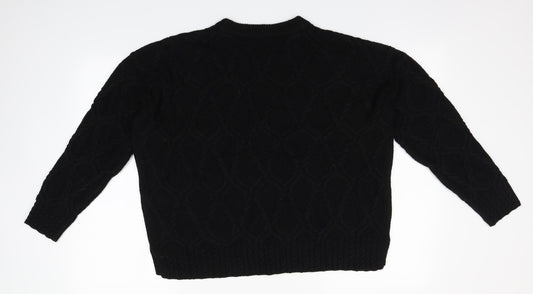 Papaya Womens Black Round Neck Acrylic Pullover Jumper Size L