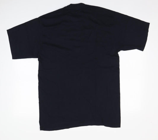 Besco Mens Blue Cotton T-Shirt Size L Round Neck