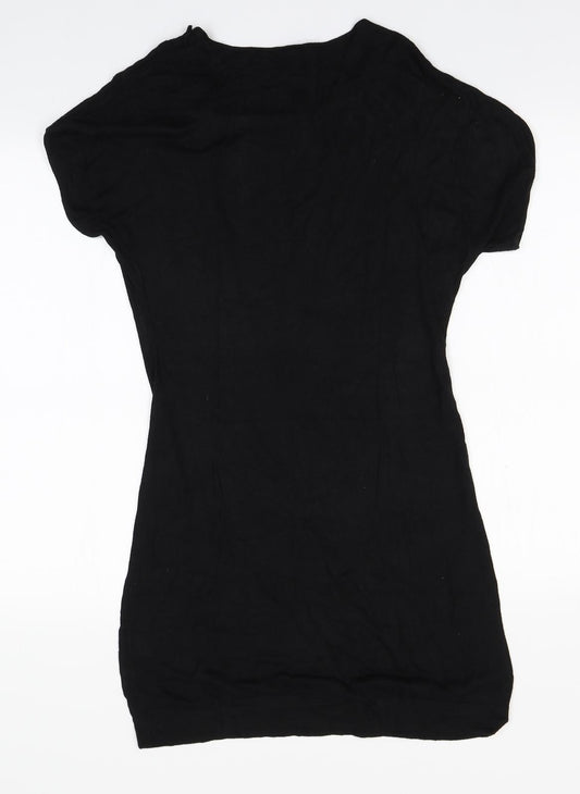 H&M Womens Black Viscose A-Line Size S Round Neck
