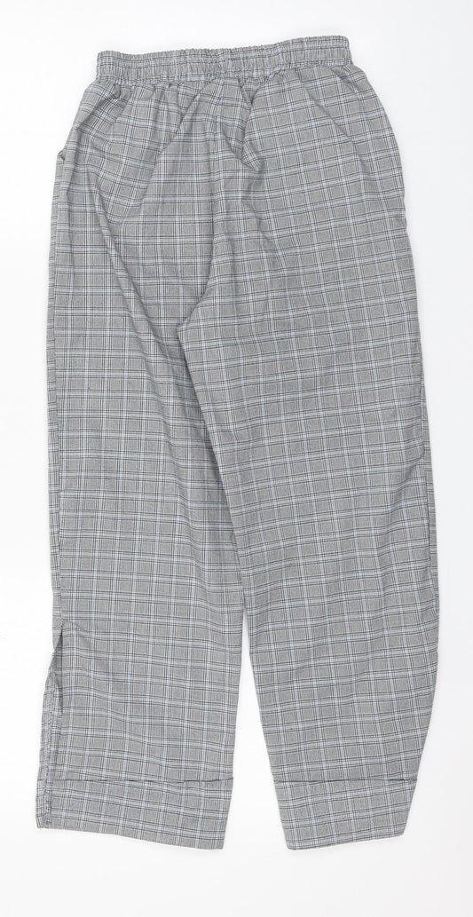Preworn Girls Grey Plaid Sweatpants Trousers L22 in