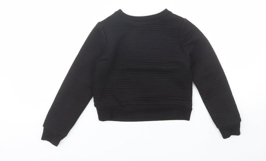 Miss E-vie Girls Black Round Neck Polyester Pullover Jumper Size 7-8 Years