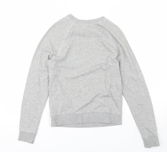 Divided Womens Grey Round Neck Cotton Pullover Jumper Size XS