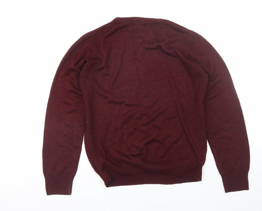 River Island Mens Red Round Neck Acrylic Pullover Jumper Size S
