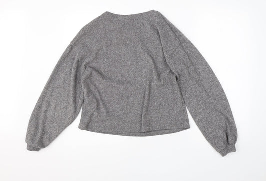 New Look Womens Grey Round Neck Polyester Pullover Jumper Size S