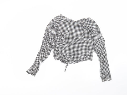 H&M Girls Black Viscose Basic T-Shirt Size 14 Years Round Neck