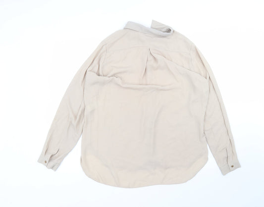 Iconic Womens Brown Polyester Basic Button-Up Size 16 Collared