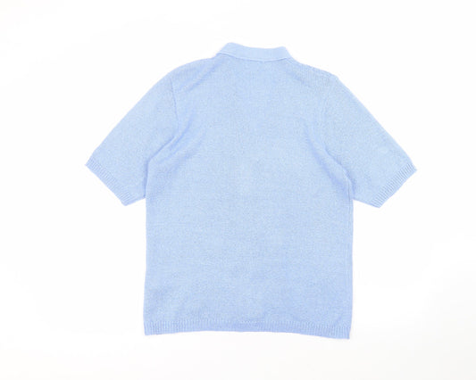 Anne smith Womens Blue V-Neck Acrylic Cardigan Jumper Size S