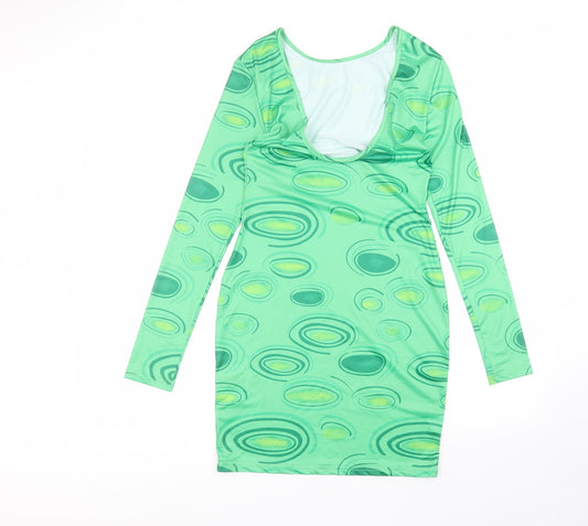 SheIn Womens Green Polyester Pencil Dress Size M Round Neck