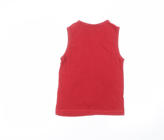 Reebok Boys Red Cotton Basic Tank Size M Round Neck