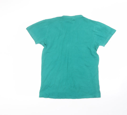 Cedar Wood State Mens Green Cotton T-Shirt Size S Round Neck