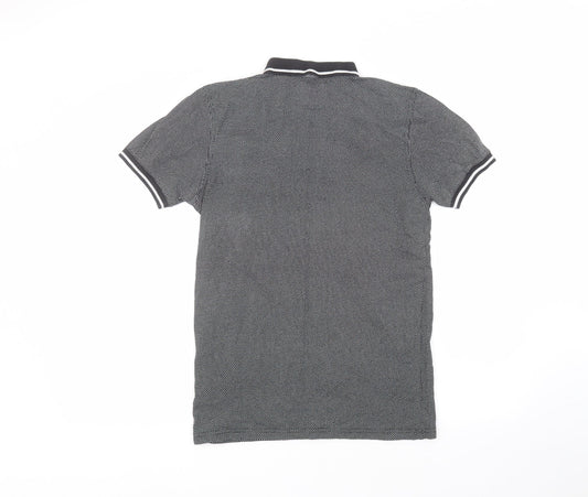 Nanny State Mens Black Polka Dot Cotton Polo Size S Collared