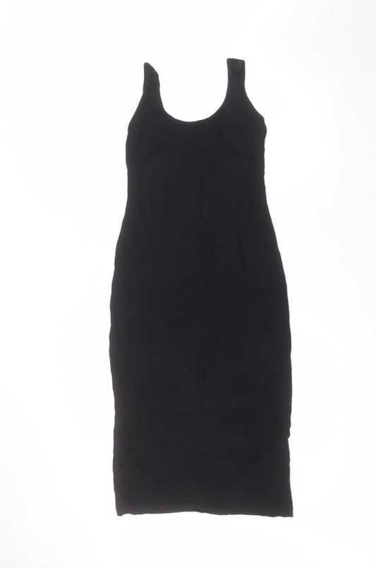 Boohoo Womens Black Viscose Pencil Dress Size 8 Round Neck