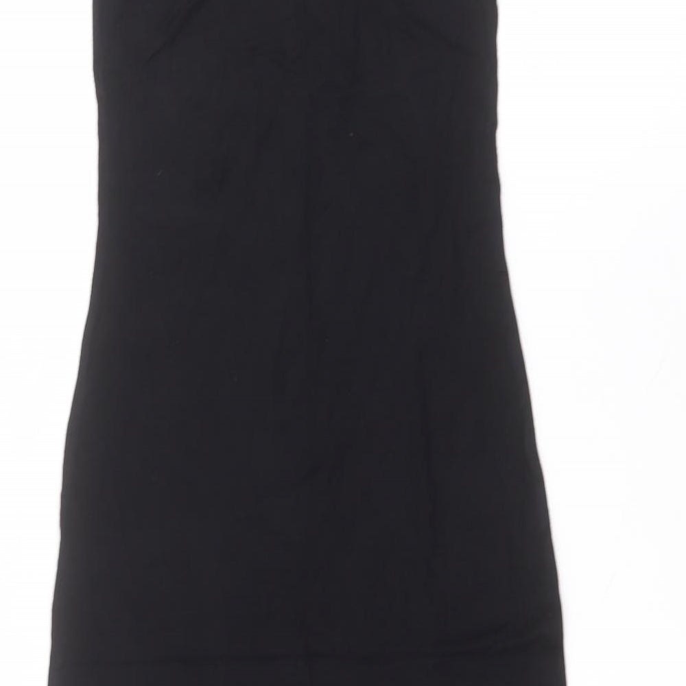 Boohoo Womens Black Viscose Pencil Dress Size 8 Round Neck