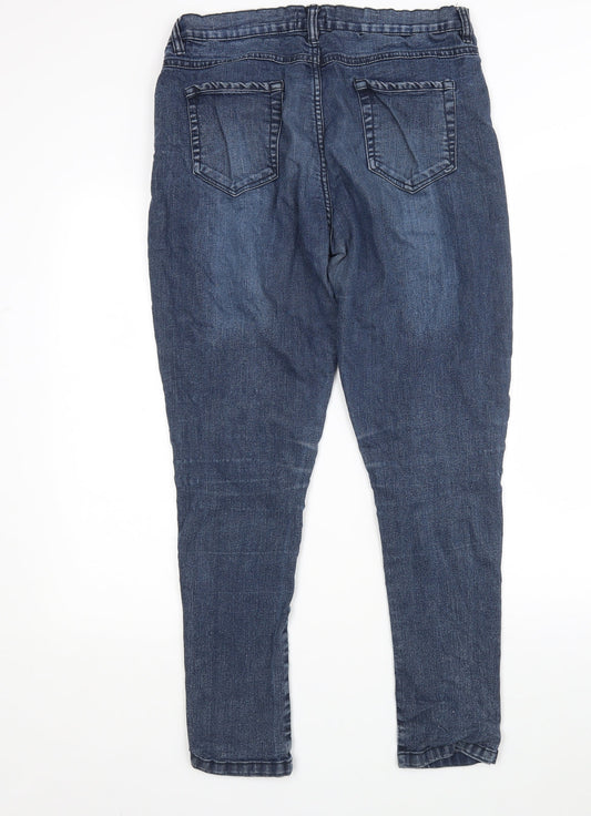 Preworn Womens Blue Cotton Skinny Jeans Size 12 L28 in Regular