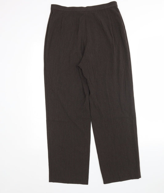 M&S Womens Brown Polyester Trousers Size 12 L27 in Regular