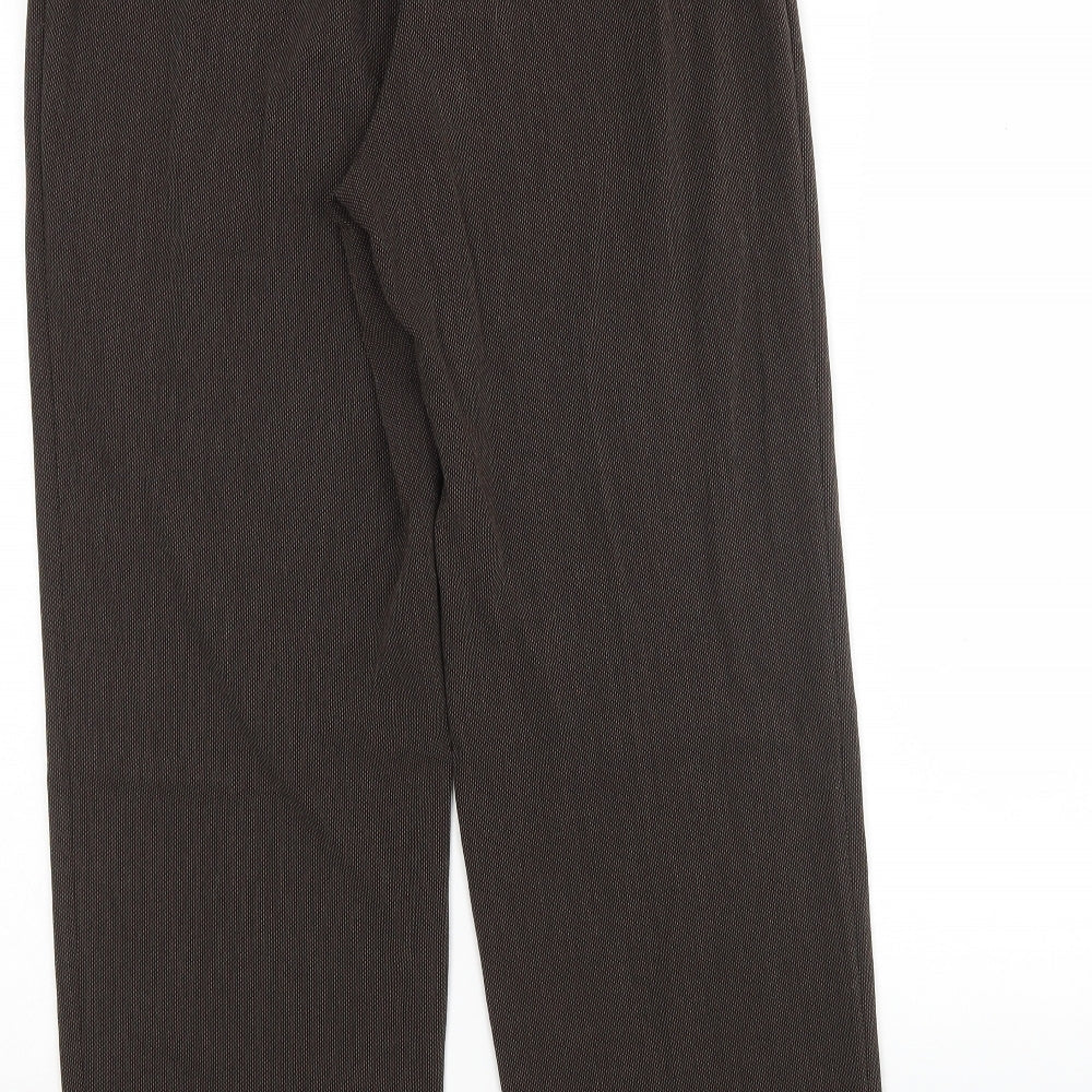 M&S Womens Brown Polyester Trousers Size 12 L27 in Regular
