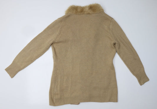 B. Yo Womens Beige Overcoat Coatigan Size 14