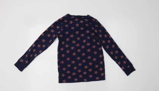 NEXT Girls Blue Geometric Cotton Top Pyjama Top Size 9-10 Years - Star Print