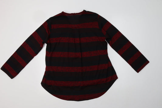 New Collection Womens Red V-Neck Striped Acrylic Pullover Jumper Size M