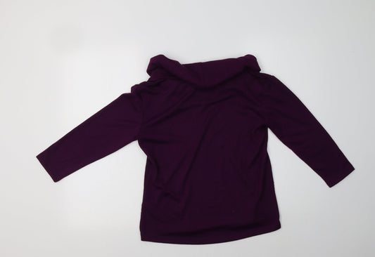 Classic Womens Purple Roll Neck Polyester Pullover Jumper Size 12