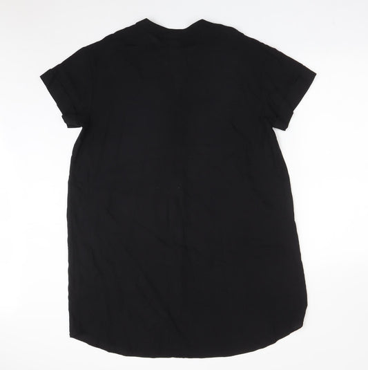 H7M Womens Black Viscose A-Line Size S V-Neck
