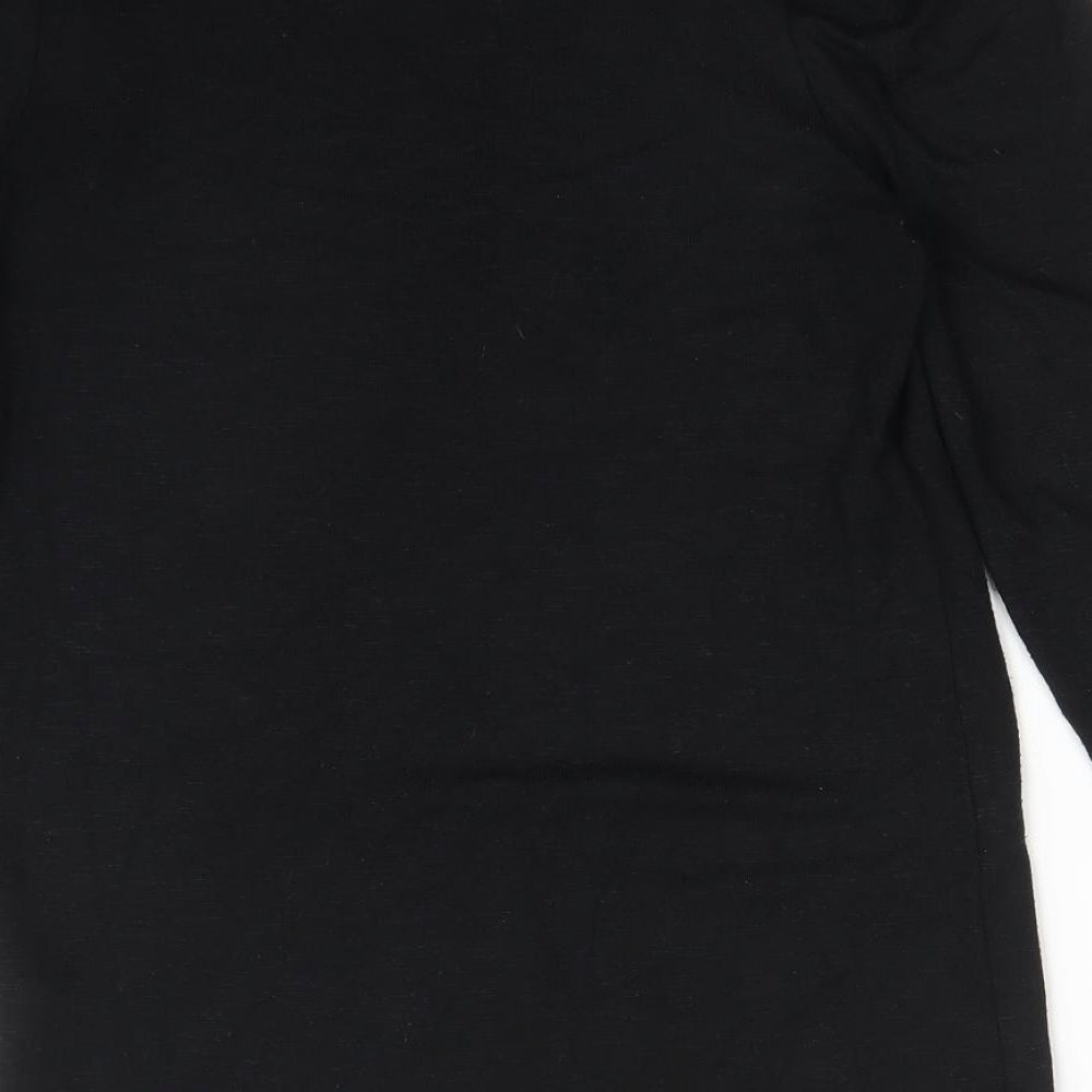 Papaya Womens Black Viscose Basic T-Shirt Size 8 Crew Neck