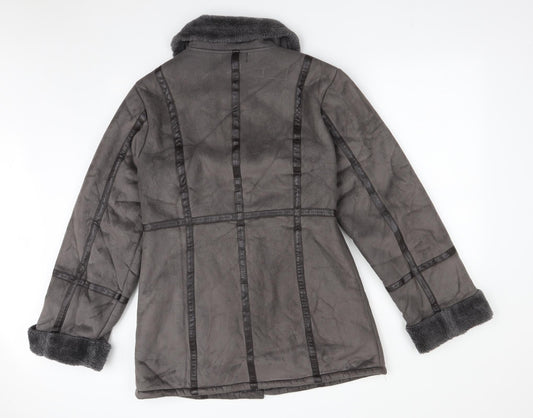 GABRIELLA VICENGA Womens Grey Overcoat Coat Size 12