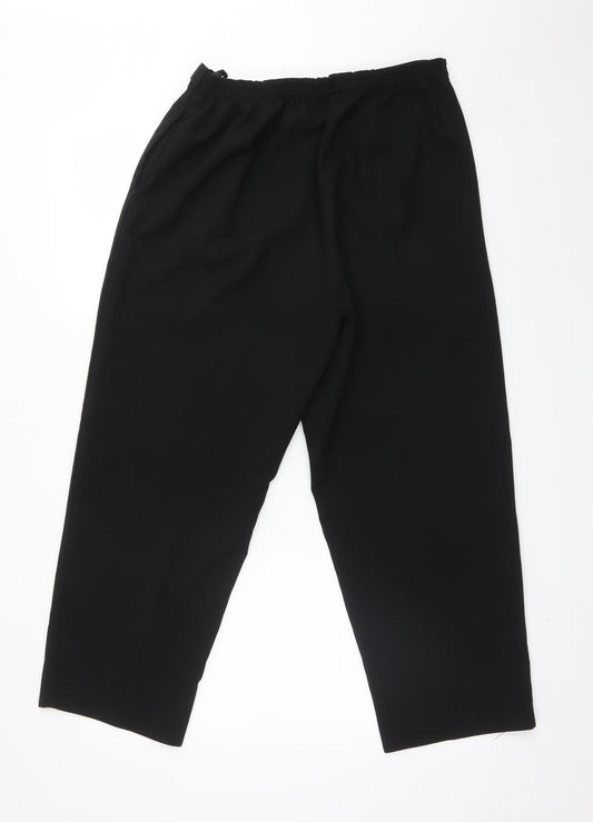 BM Womens Black Polyester Trousers Size 16 L24 in Regular