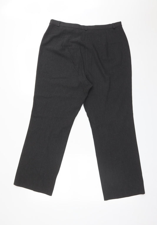 M&S Womens Grey Polyester Dress Pants Trousers Size 14 L26 in Regular