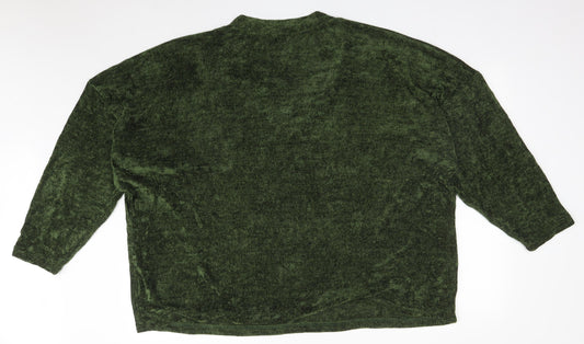 CAPSULE Womens Green Polyester Basic T-Shirt Size 34 V-Neck