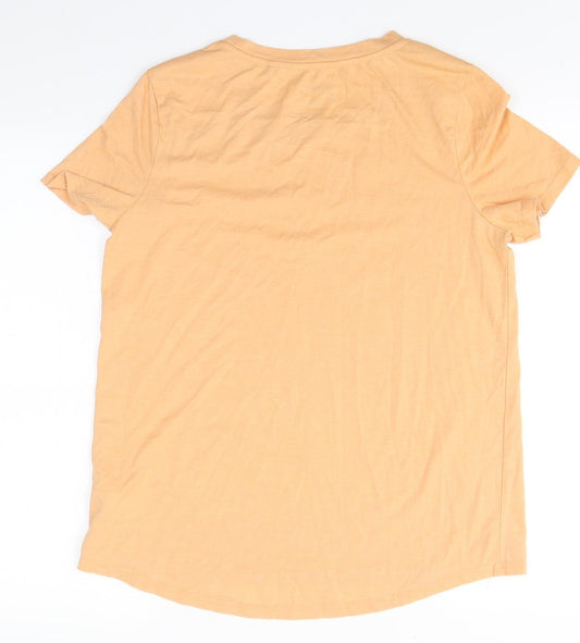 NEXT Womens Orange Cotton Basic T-Shirt Size 12 Round Neck