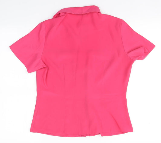 Profile Womens Pink Polyester Basic Button-Up Size 12 Collared